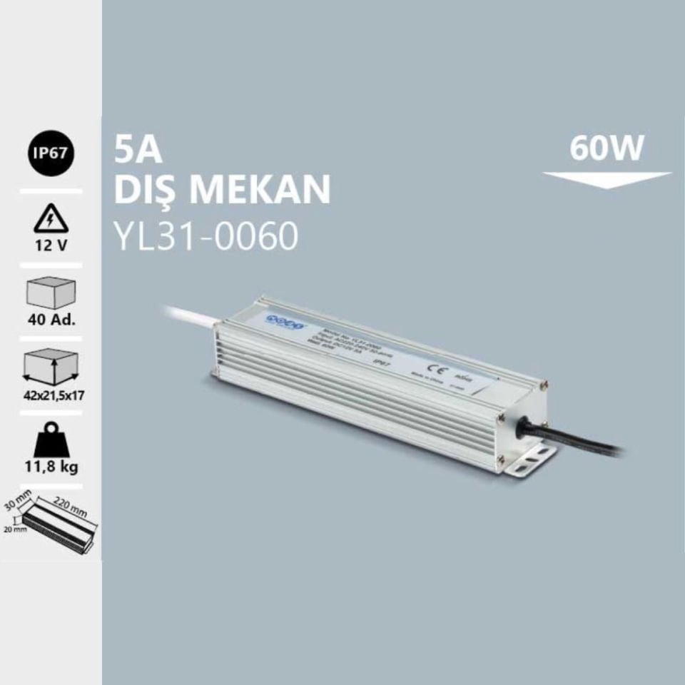 Noas 12V 5A Dış Mekan Trafo