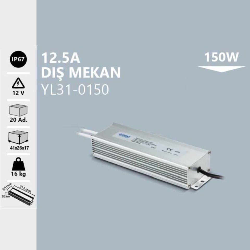 Noas 12V 12.5A Dış Mekan Trafo
