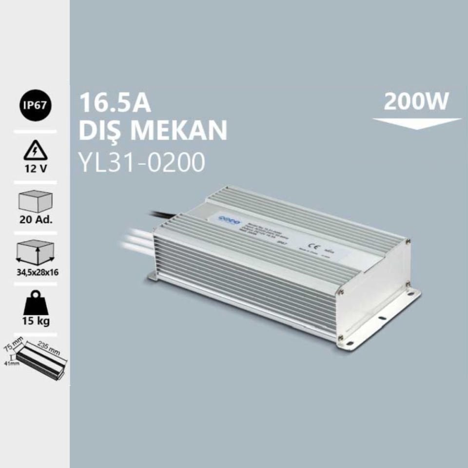 Noas 12V 16.5A Dış Mekan Trafo