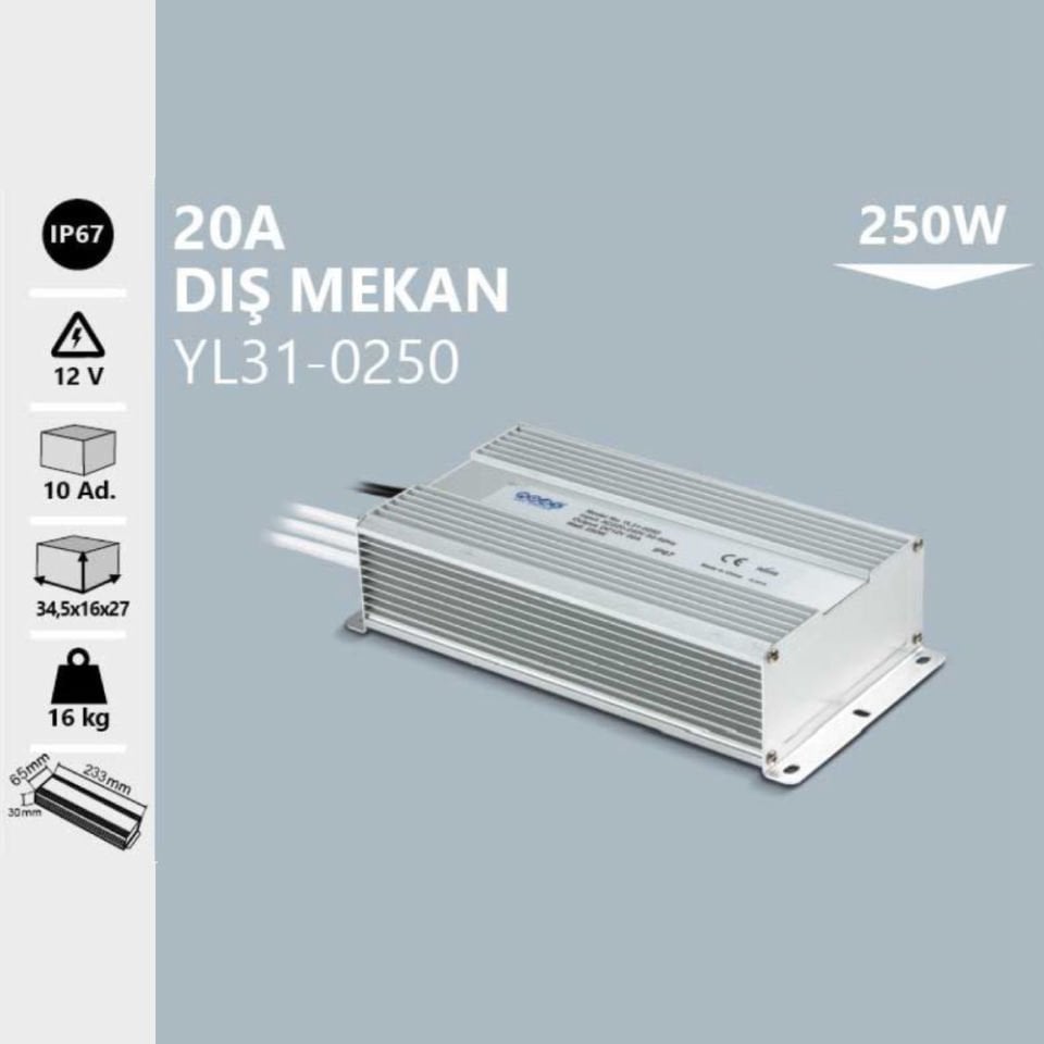 Noas 12V 20A Dış Mekan Trafo