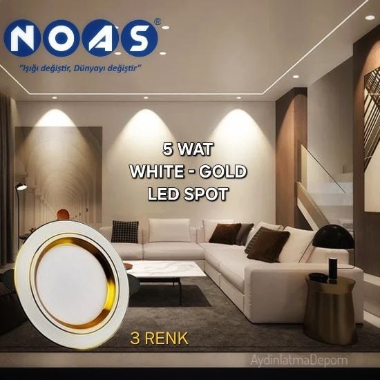 Noas 5W Whıte+Gold Led Spot 3 Renk