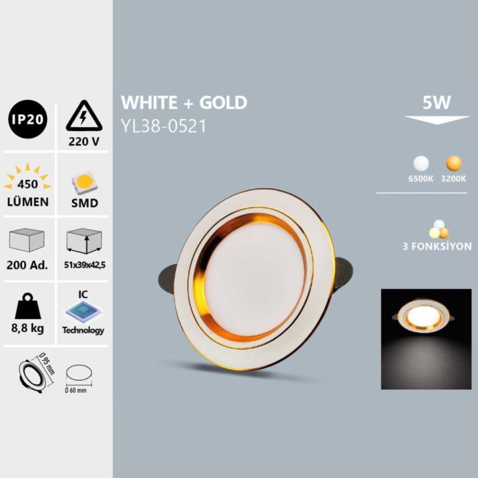 Noas 5W Whıte+Gold Spot Beyaz Işık