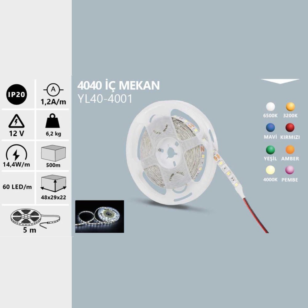 Noas 12V 4040 İç Mekan Şerit Led Kırmızı Renk