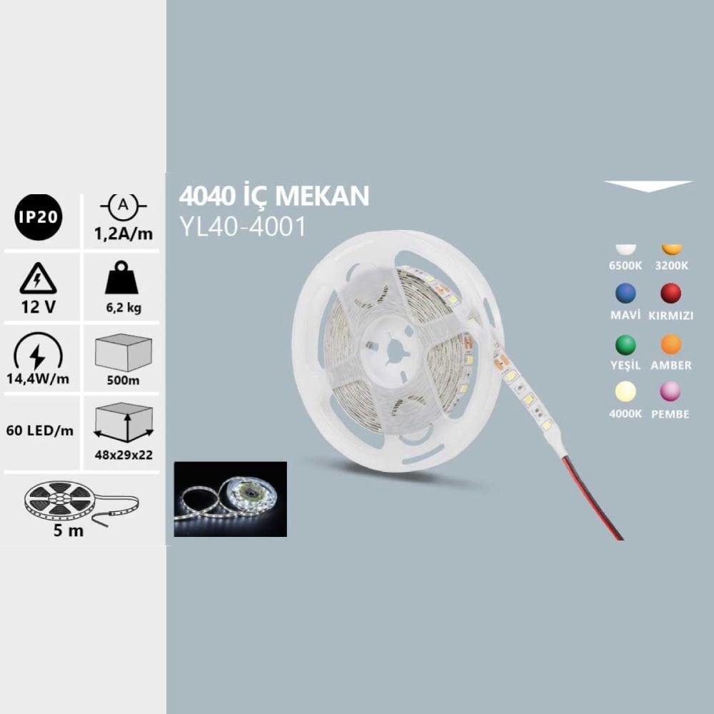 Noas 12V 4040 İç Mekan Şerit Led Yeşil Renk