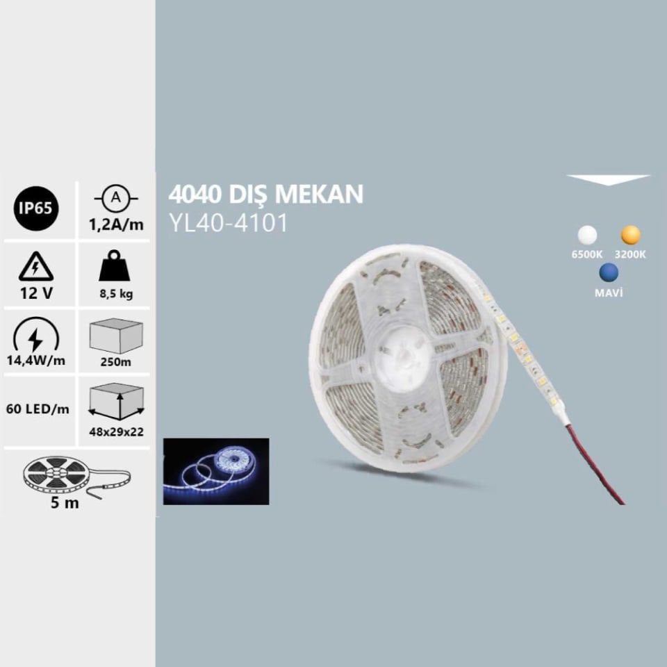 Noas 12V 4040 Dış Mekan Şerit Led Beyaz Işık