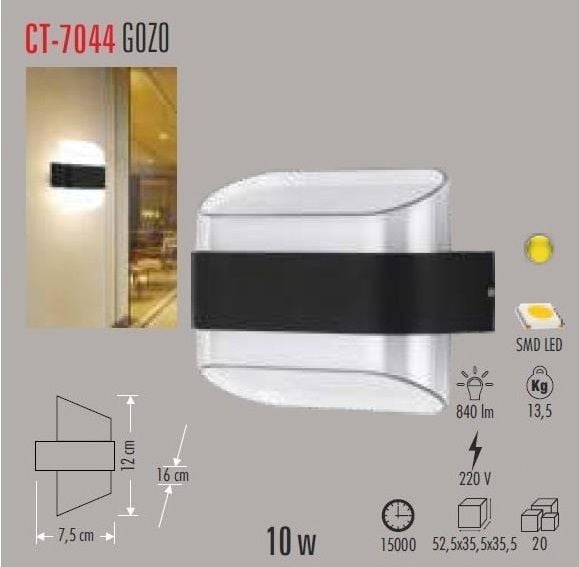 Cata 10W Günışığı Dış Mekan Aplik Gozo
