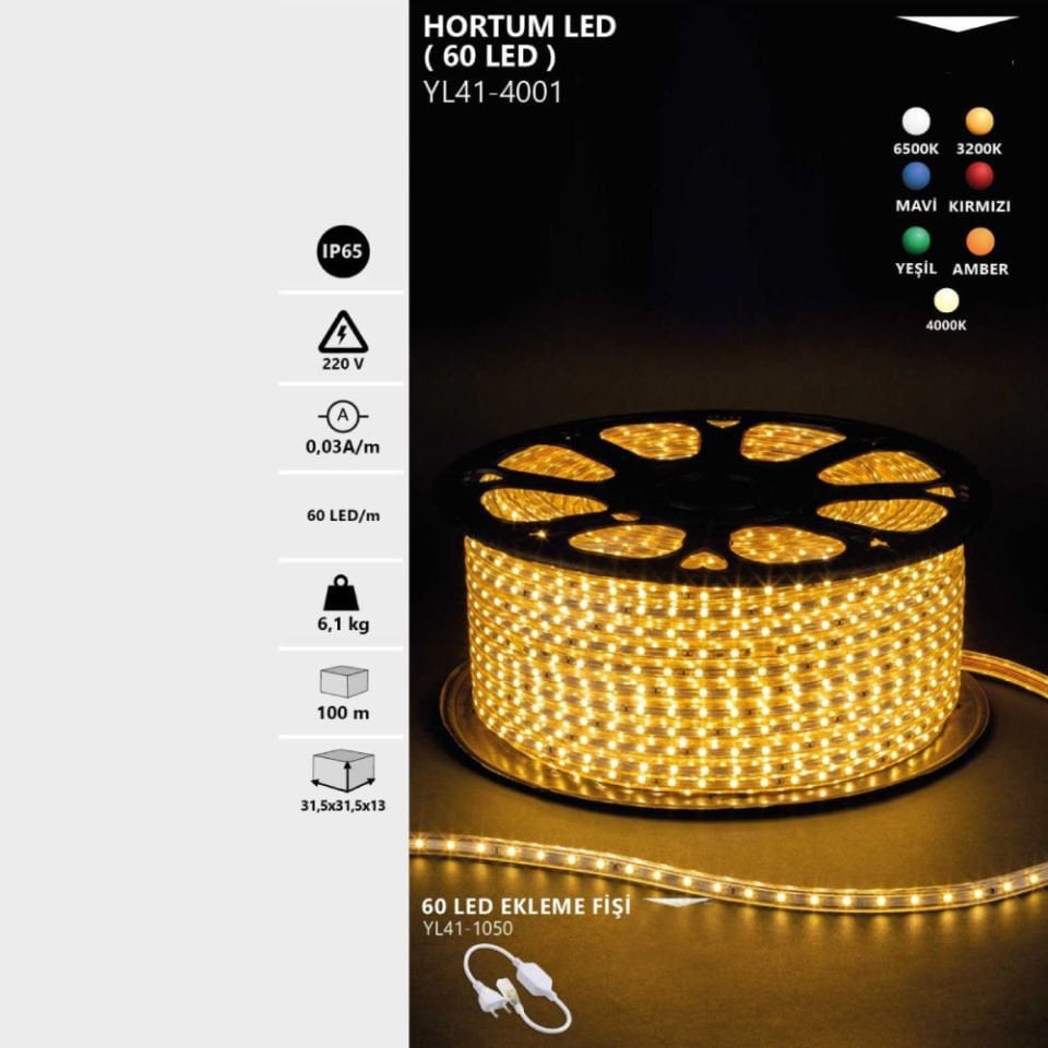 Noas 220V 4040 Hortum Led Kırmızı Renk