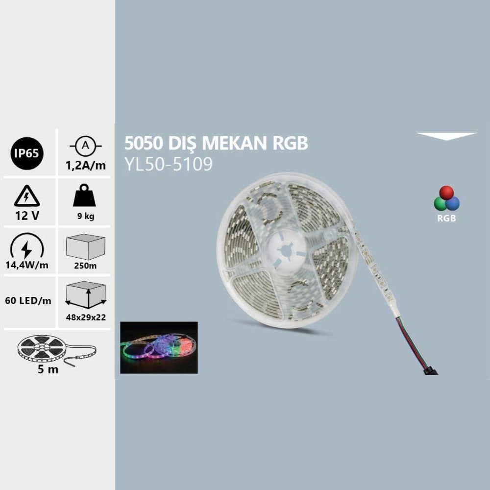 Noas 12V 5050 Dış Mekan Şerit Led RGB