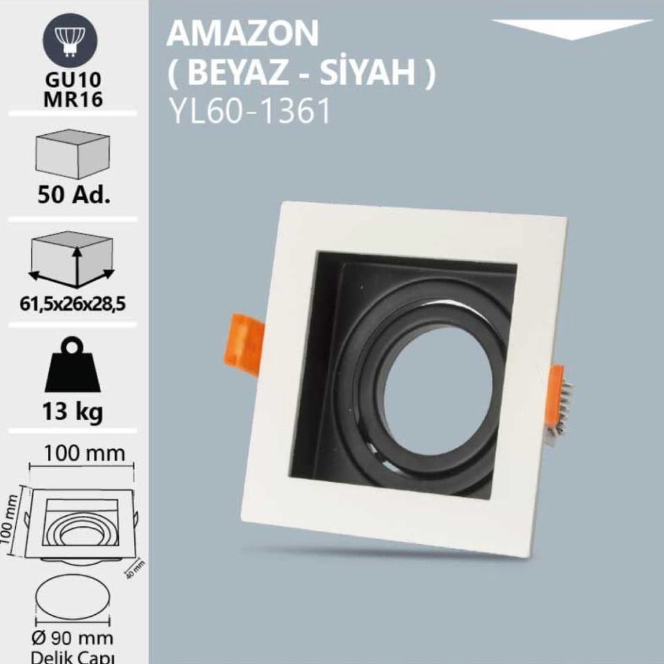 Noas Amazon Dekoratif Kare Beyaz - Siyah Kasa