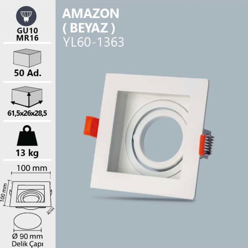 Noas Amazon Dekoratif Kare Beyaz  Kasa