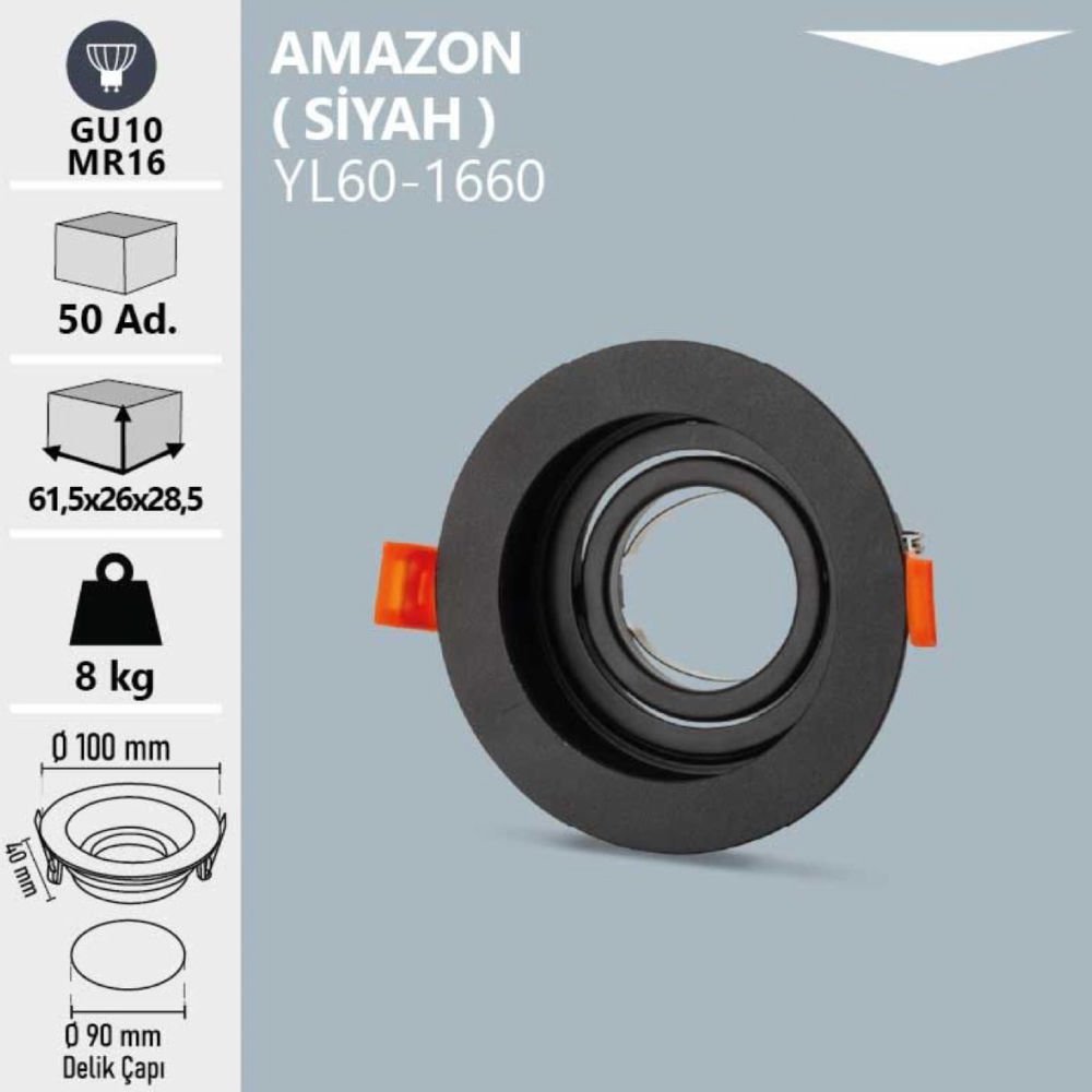 Noas Amazon Dekoratif Yuvarlak Siyah  Kasa