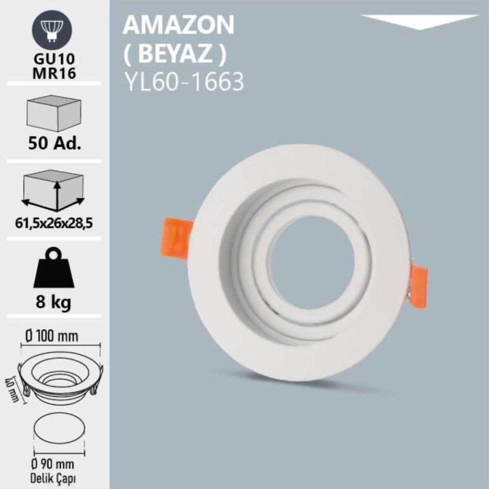 Noas Amazon Dekoratif Yuvarlak Beyaz  Kasa