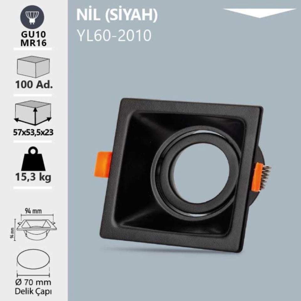 Noas Nil Dekoratif Kare Siyah Kasa