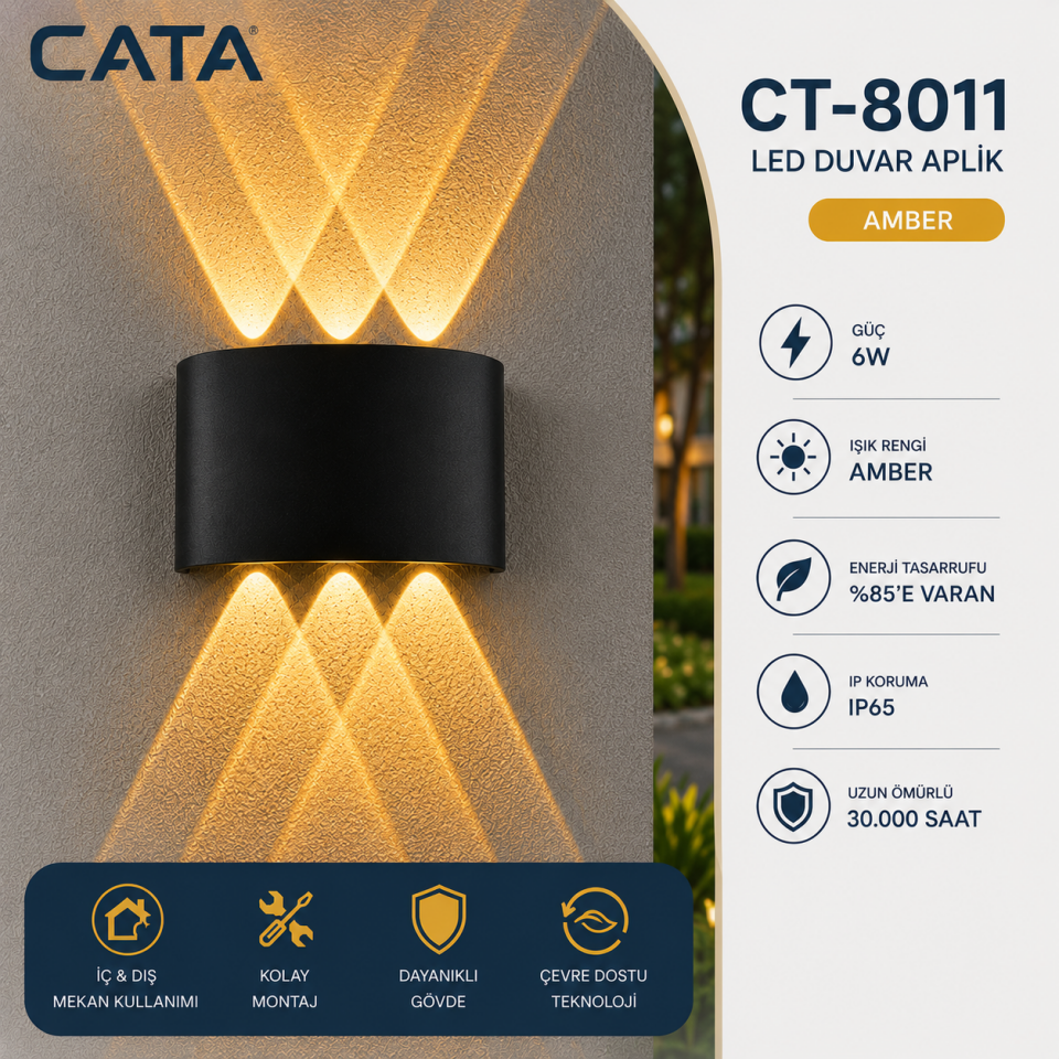 CATA 10W Haiti Led Aplik (Dış Mekan)(Amber)