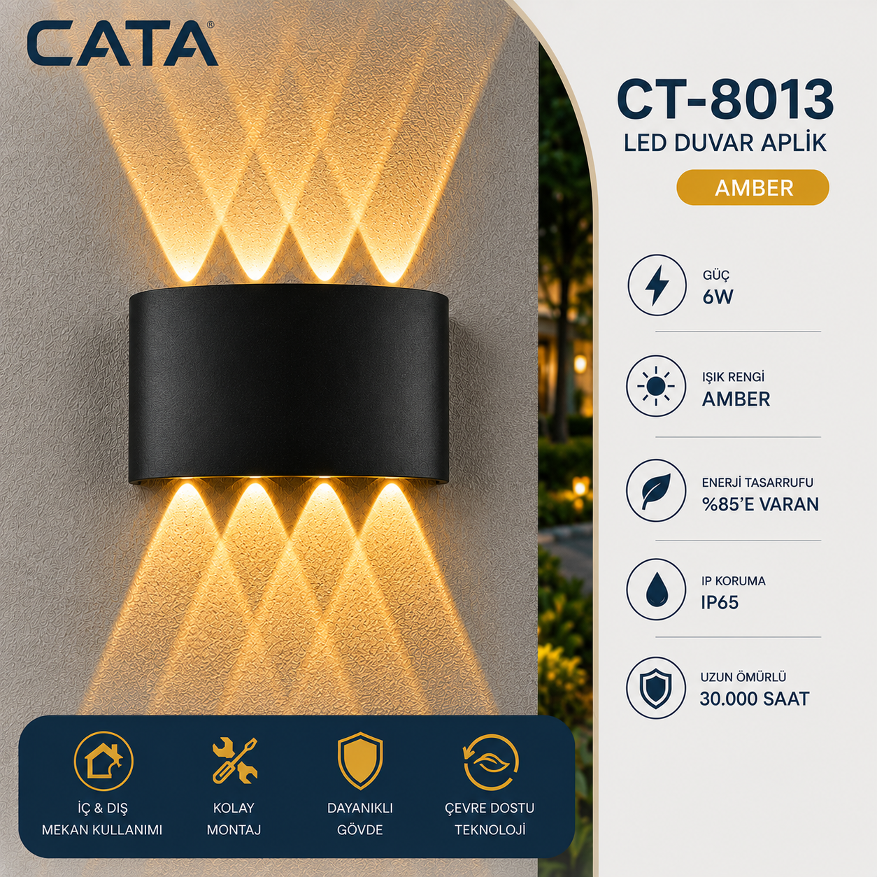 Cata 15W Kapri Led Aplik (Dış Mekan)(Amber)