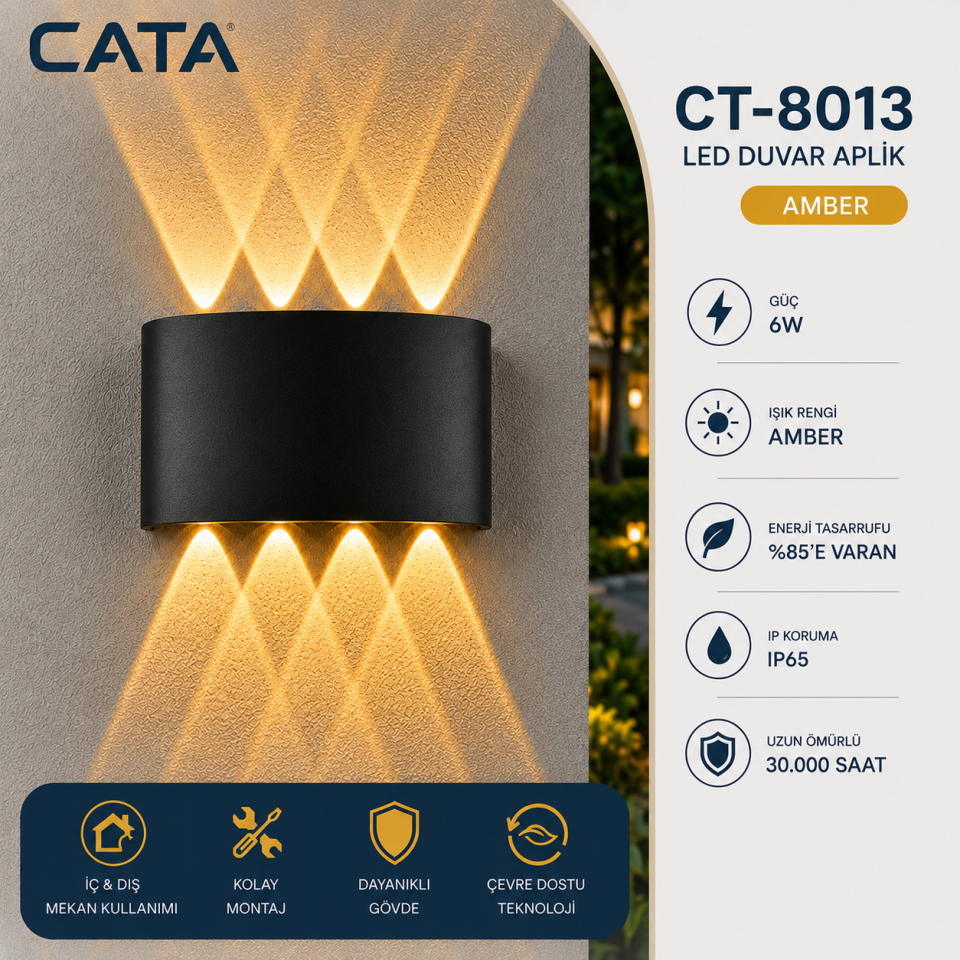Cata 15W Kapri Led Aplik (Dış Mekan)(Amber)
