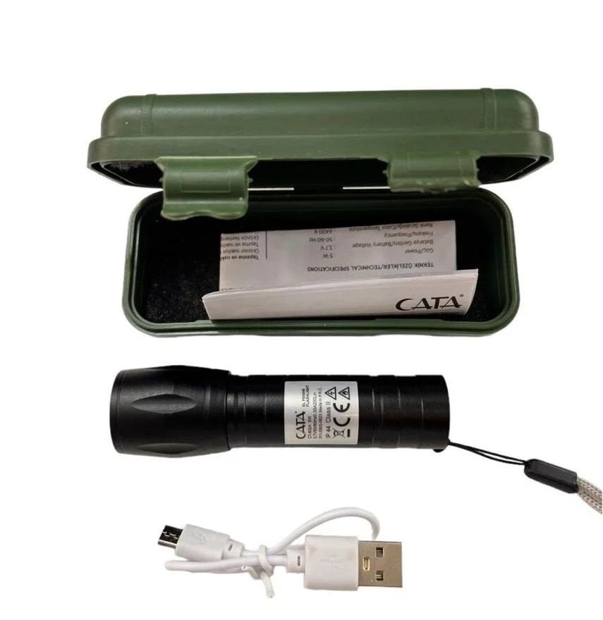 Cata Şarj Edilebilir Ledli  Polis El Feneri