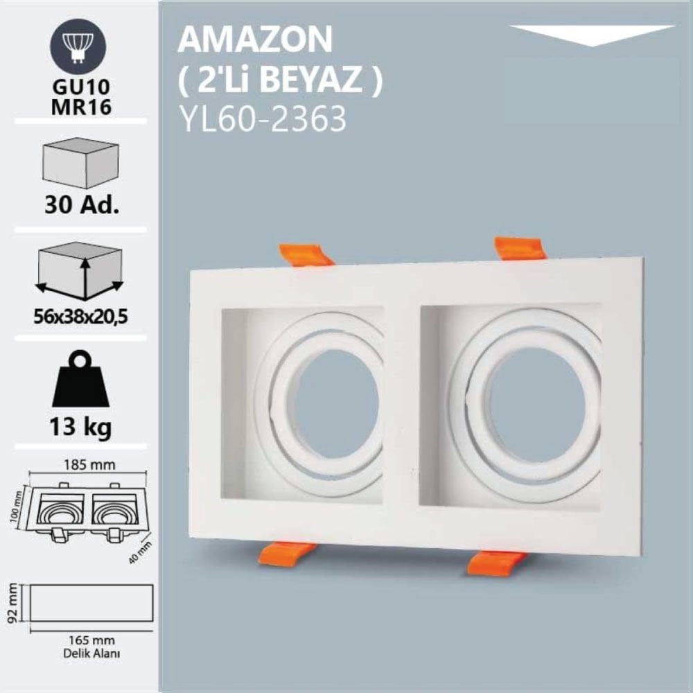 Noas Amazon Dekoratif Kare 2'Li Beyaz Kasa