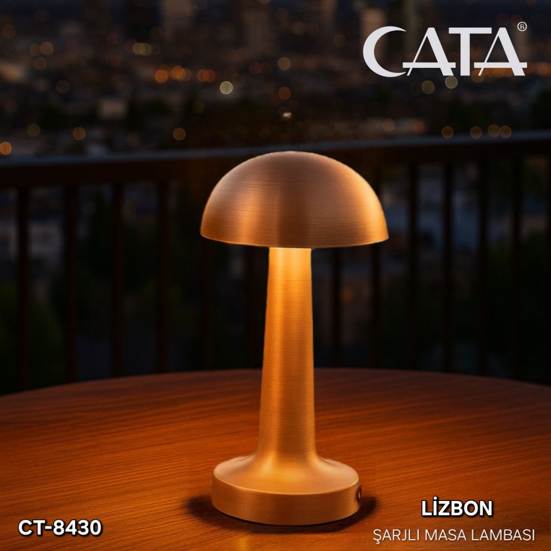 CATA Lizbon Bronz Tek Anahtarlı 3 Renk Masa Lambası