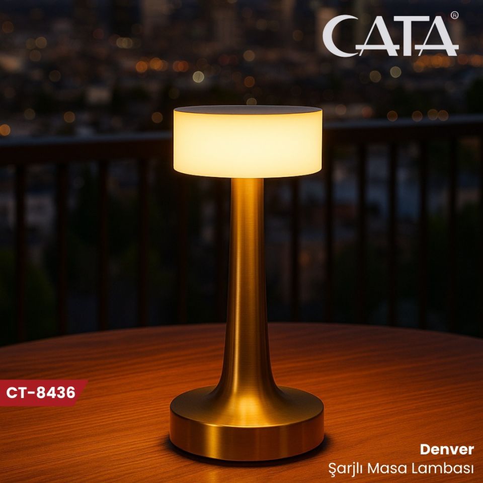 Cata Denver Masa Lambası Gold Renk Tek Anahtarla 3 Renk