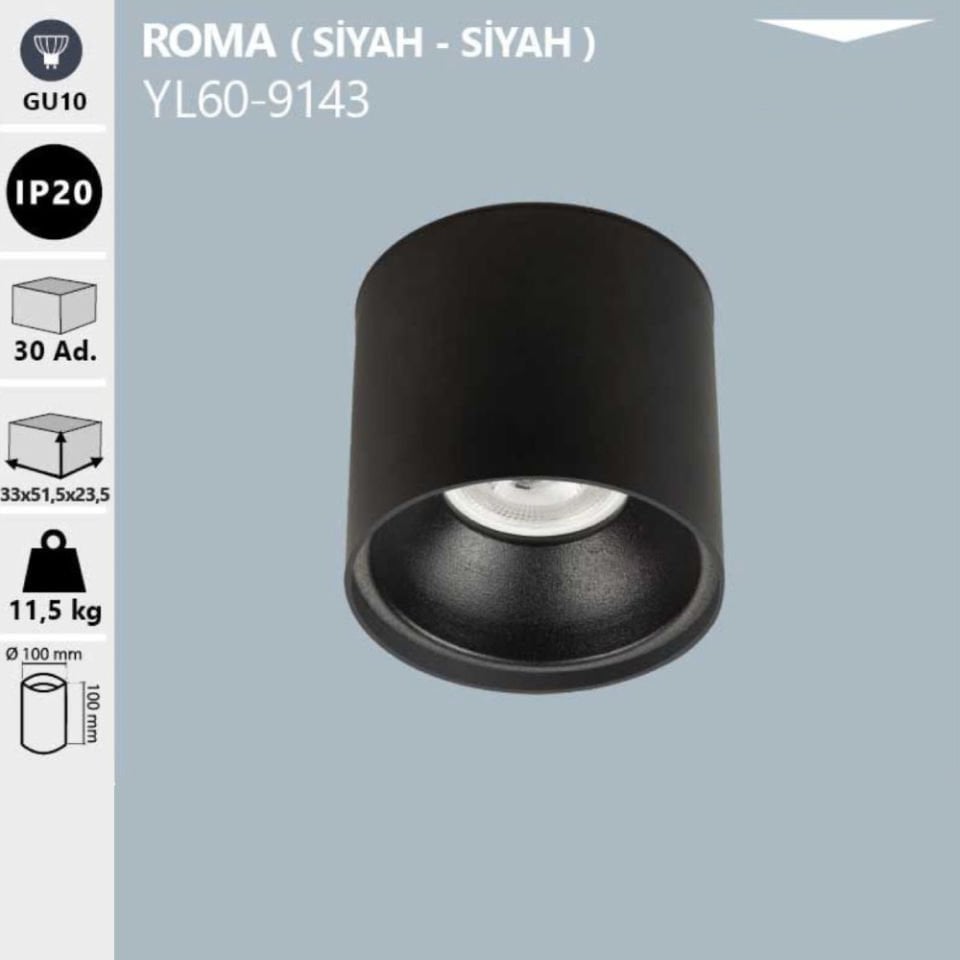 Noas Dekoratif Sıva Üstü Kasa Roma Siyah-Siyah