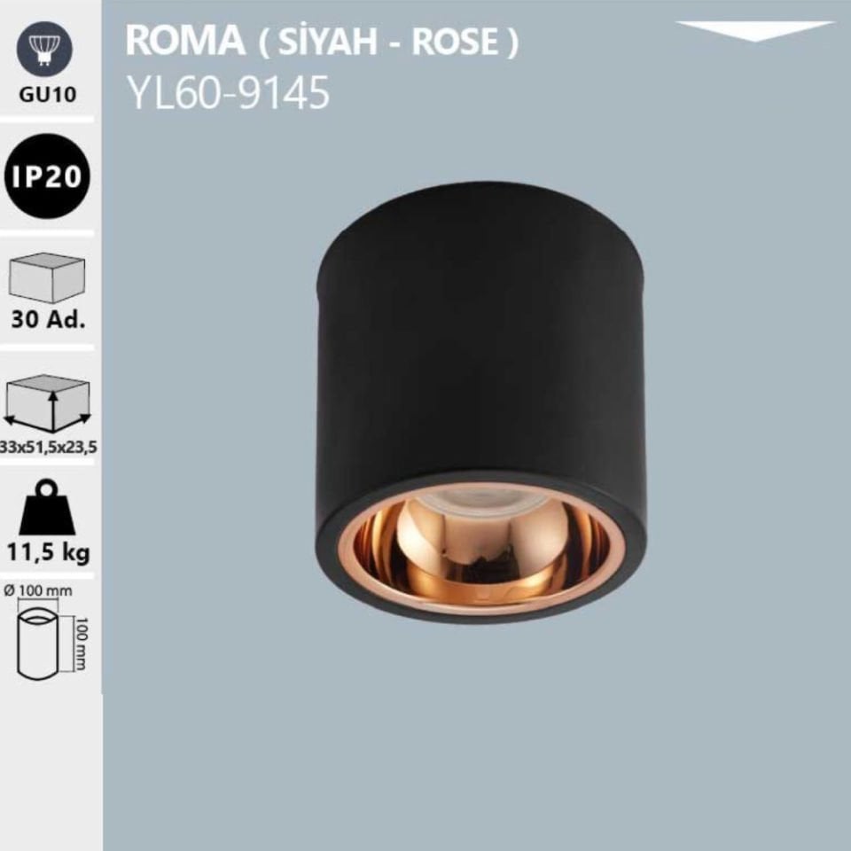 Noas Dekoratif Sıva Üstü Kasa Roma Siyah-Rose