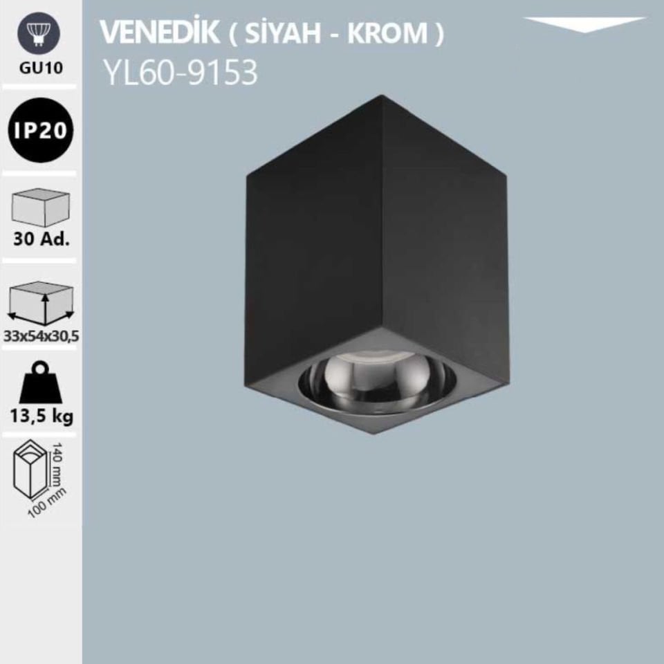 Noas Dekoratif Sıva Üstü Kasa Venedik Siyah-Krom
