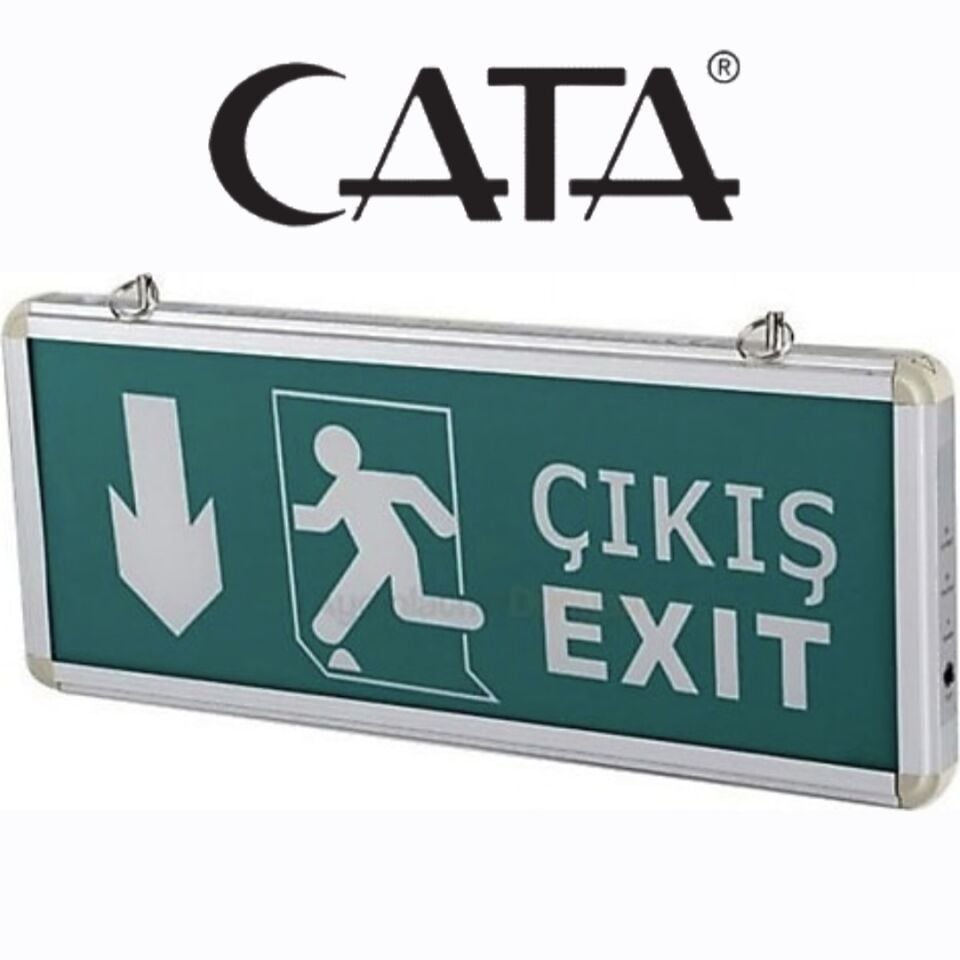 Cata 3 Saat Şarjlı Ledli  Exıt Armatür Aşağı (Çift Yönlü)