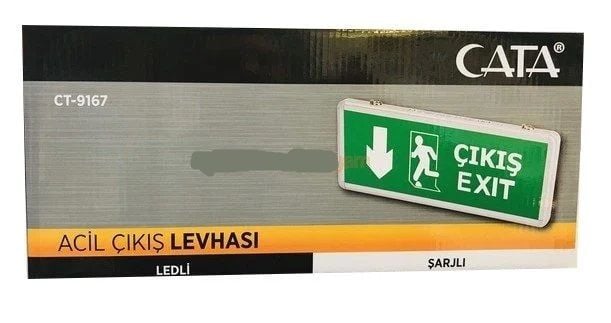 Cata 3 Saat Şarjlı Ledli  Exıt Armatür Aşağı (Çift Yönlü)