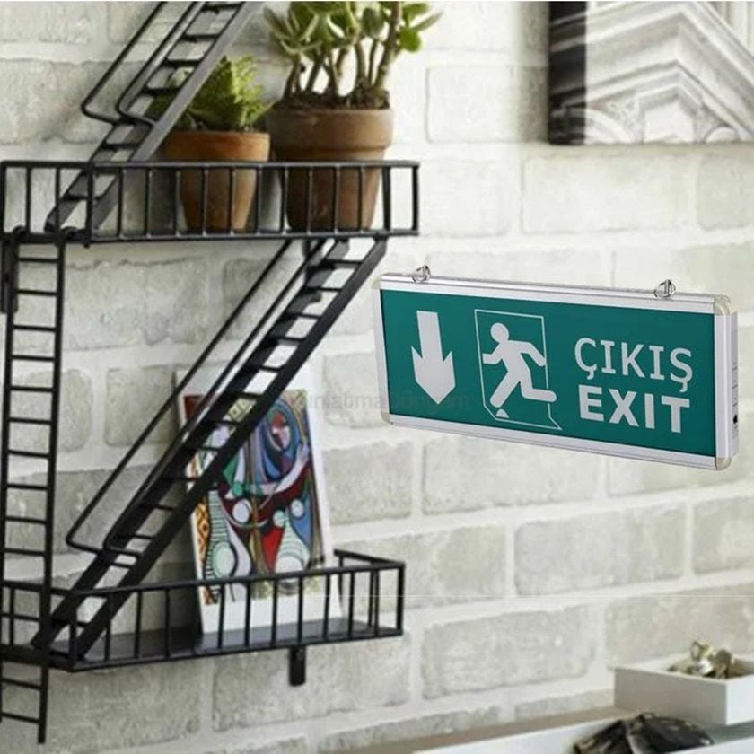 Cata 3 Saat Şarjlı Ledli  Exıt Armatür Aşağı (Çift Yönlü)