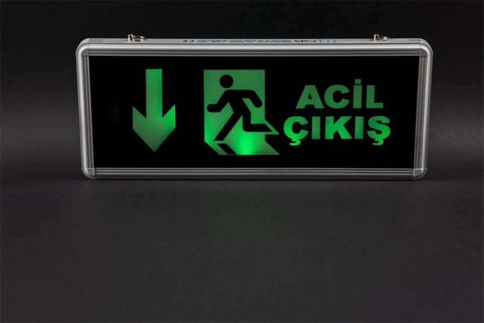Cata 3 Saat Şarjlı Ledli Acil Çıkış Armatür Aşağı (Çift Yönlü)