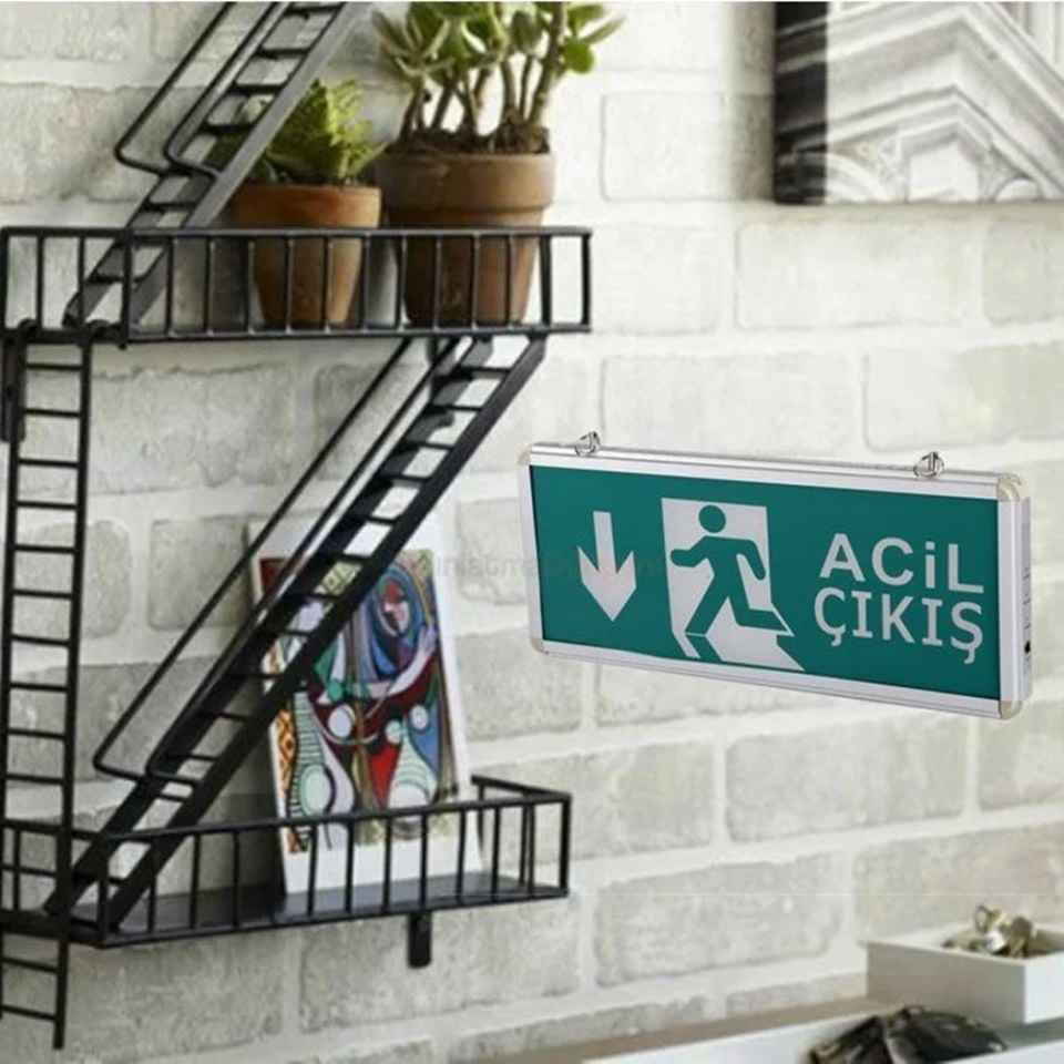 Cata 3 Saat Şarjlı Ledli Acil Çıkış Armatür Aşağı (Çift Yönlü)