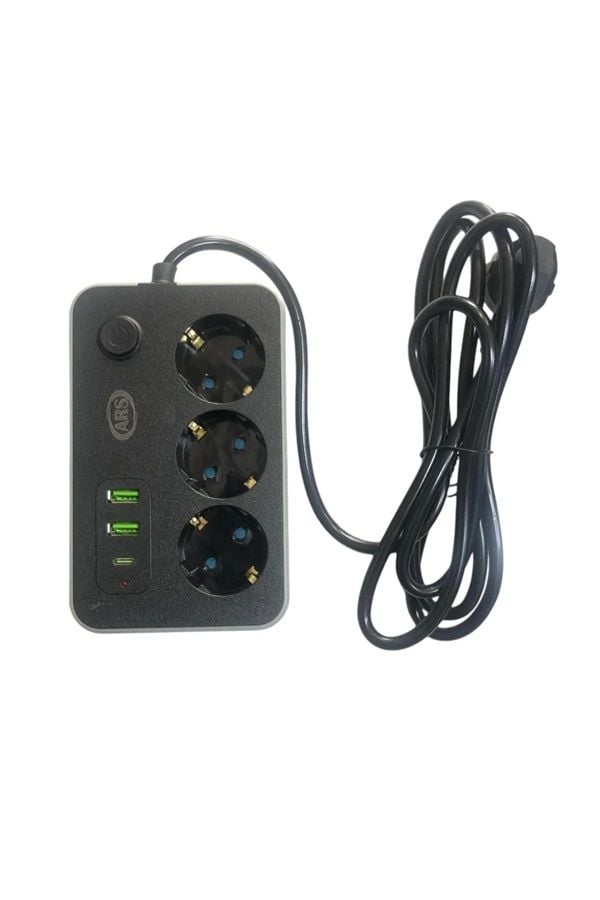 ARS 3'LÜ AKIM KORUMALI ANAHTARLI 2 USB 1 TYPE-C 2 MT