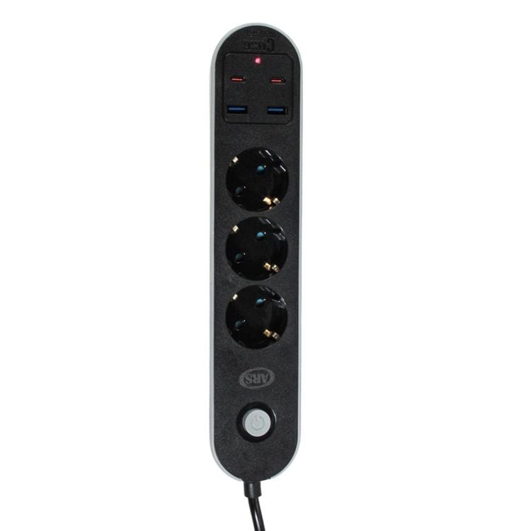 ARS 3'LÜ AKIM KORUMALI ANAHTARLI 2 USB 2 TYPE-C 2 METRE