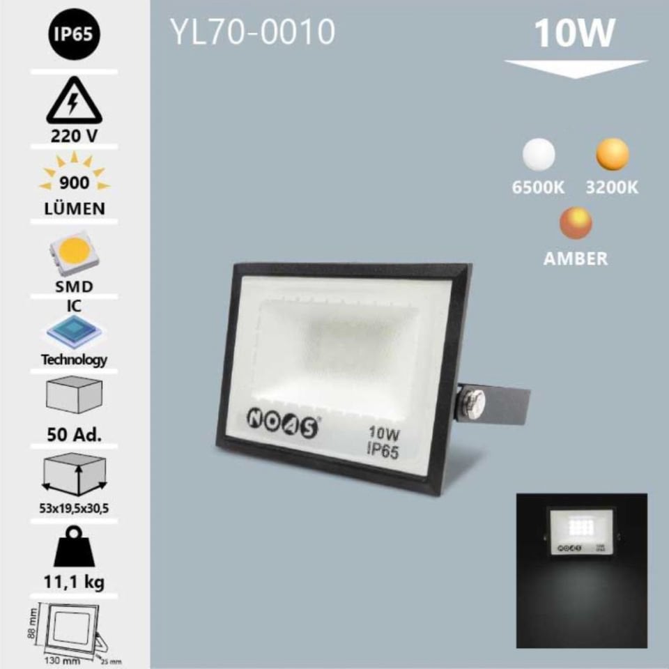 Noas 10W Led Projektör Beyaz Işık