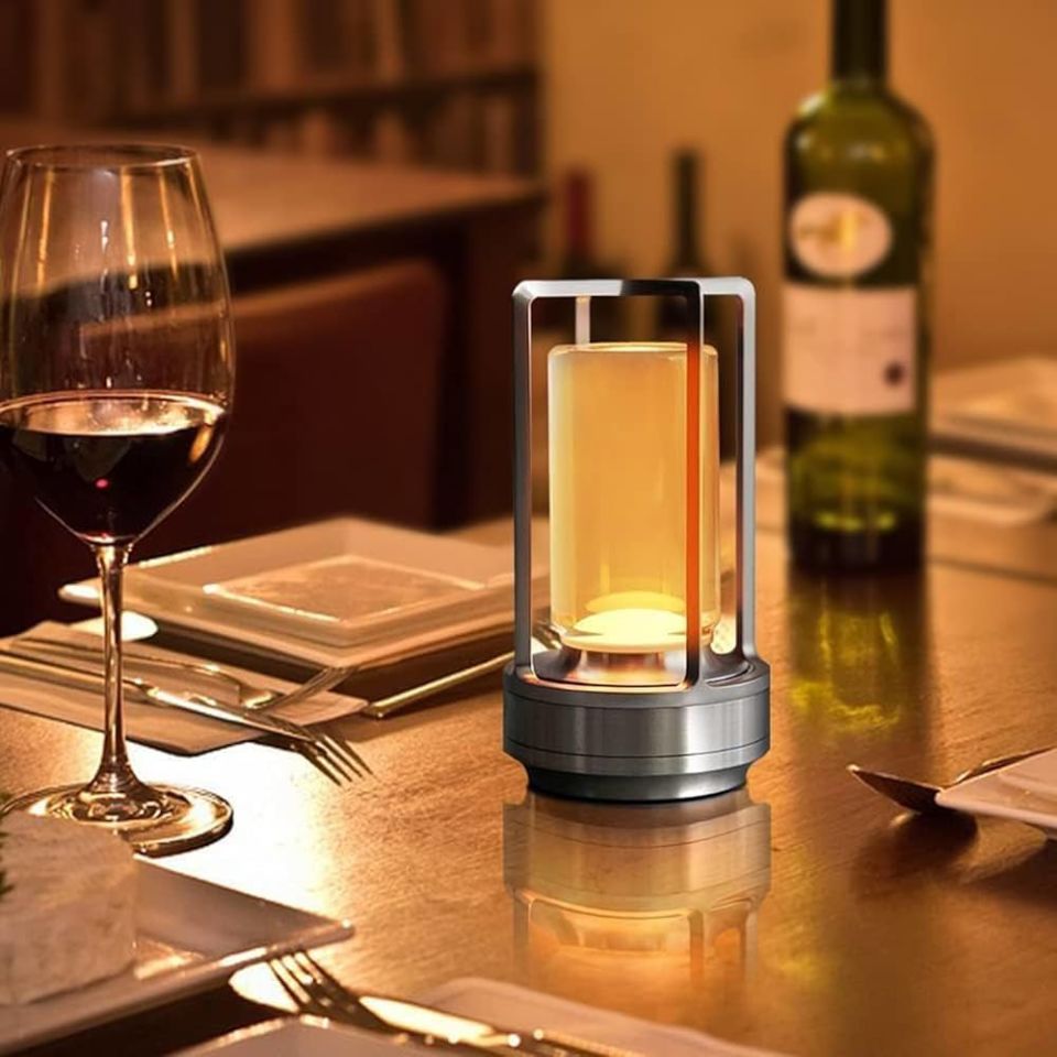 Cata Vegas Şarjlı Masa Lambası Gümüş Gri