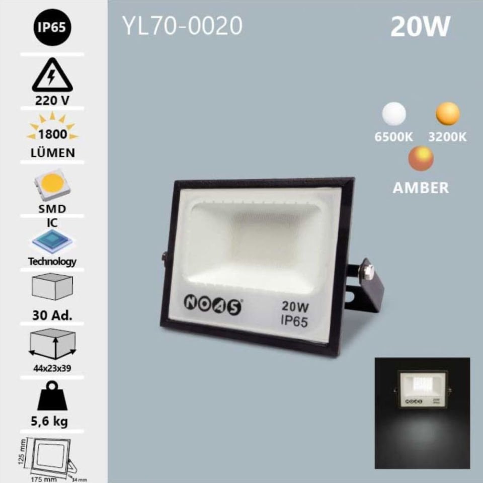 Noas 20W Led Projektör Beyaz Işık