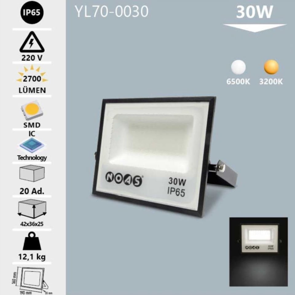 Noas 30W Led Projektör Beyaz Işık