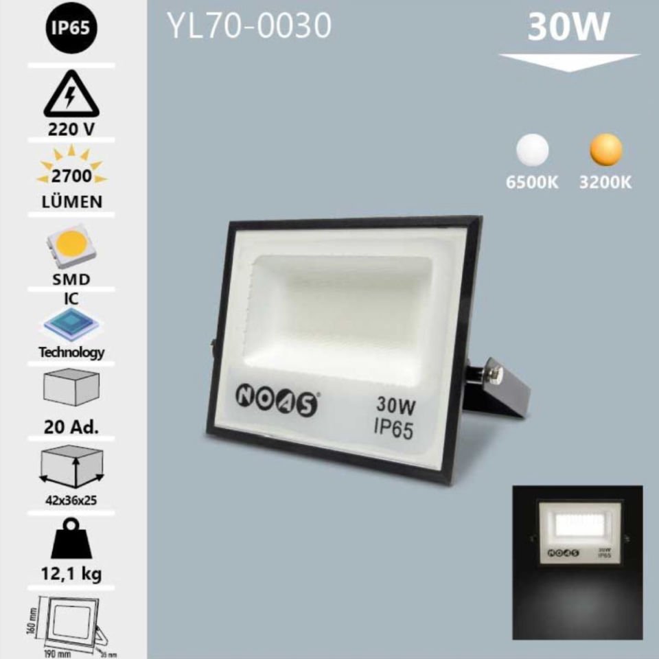 Noas 30W Led Projektör Beyaz Işık
