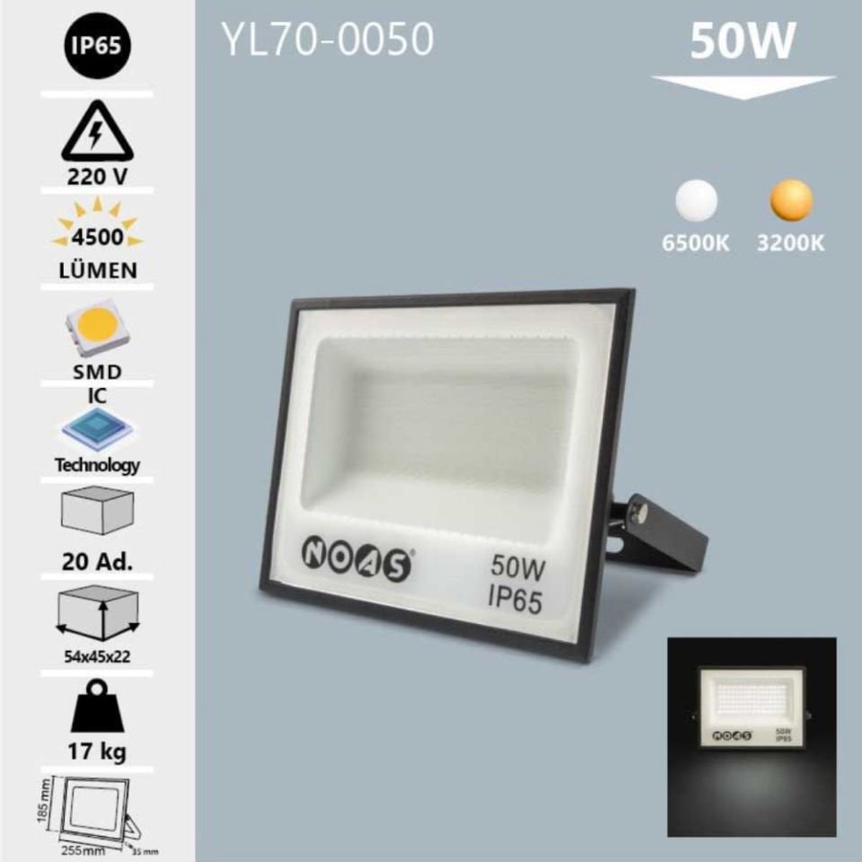 Noas 50W Led Projektör Gün Işığı