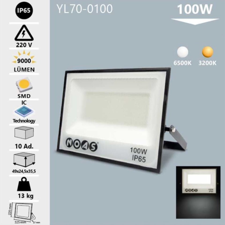 Noas 100W Led Projektör Beyaz Işık
