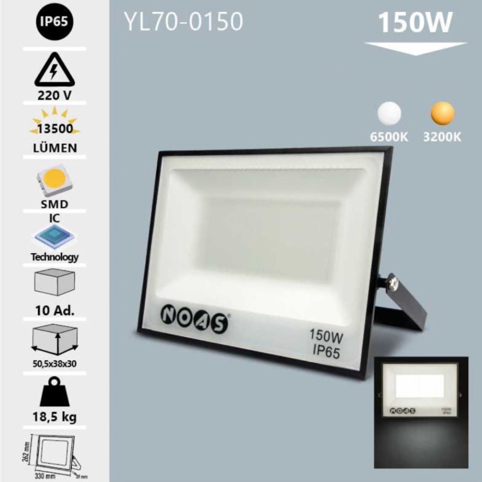 Noas 150W Led Projektör Beyaz Işık