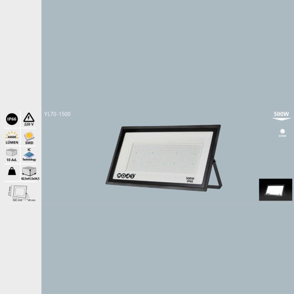 NOAS 500W ULTRA SLİM LED PROJEKTÖR BEYAZ