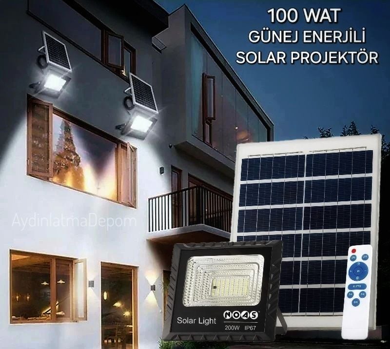 Noas 100W Solar Projektör Beyaz Işık