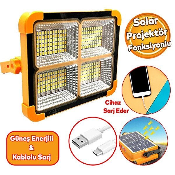 Noas 200W Solar Portatif Projektör Beyaz Işık