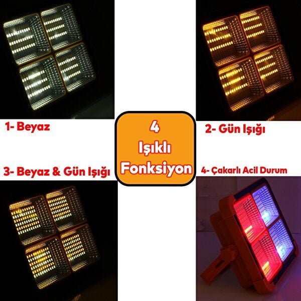 Noas 200W Solar Portatif Projektör Beyaz Işık