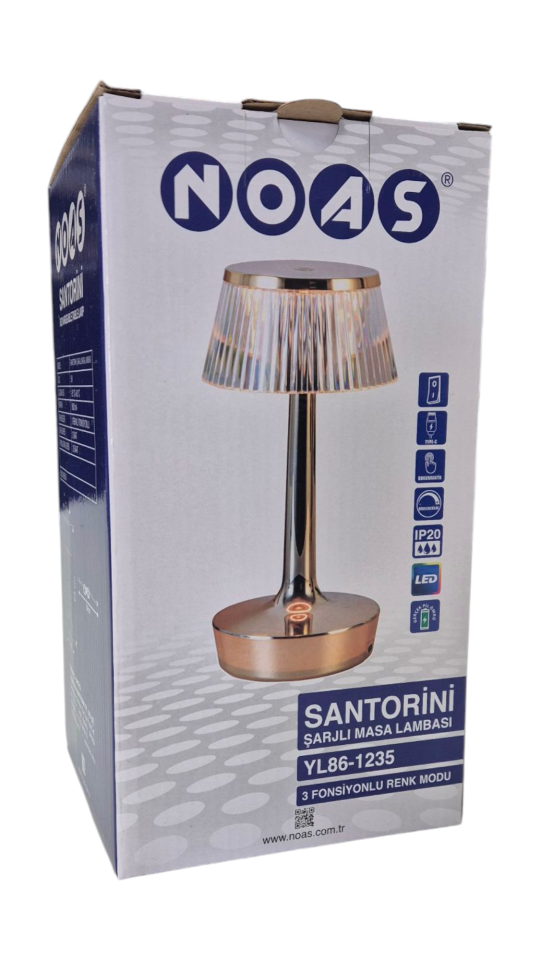 NOAS YL86 1235 Santorini Şarjlı Masa Lambası 3 Renk
