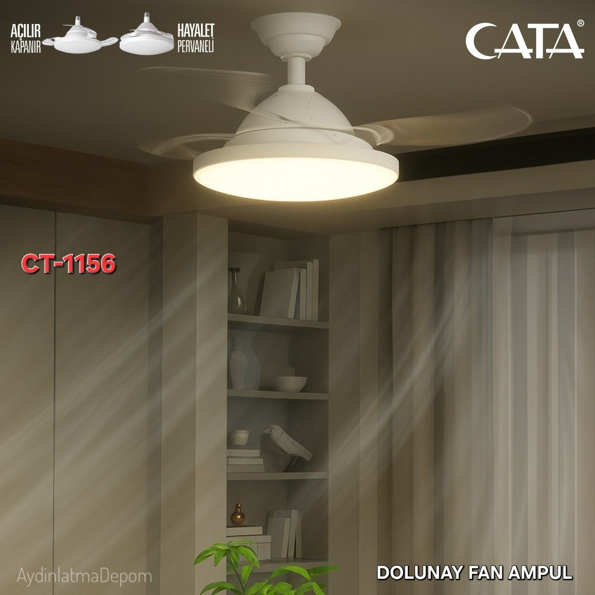 Cata Dolunay Fan Ampul Kumandalı 3 Renk