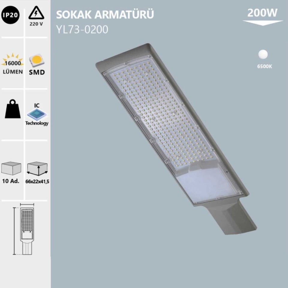 Noas 200W Sokak Armatürü Beyaz Işık