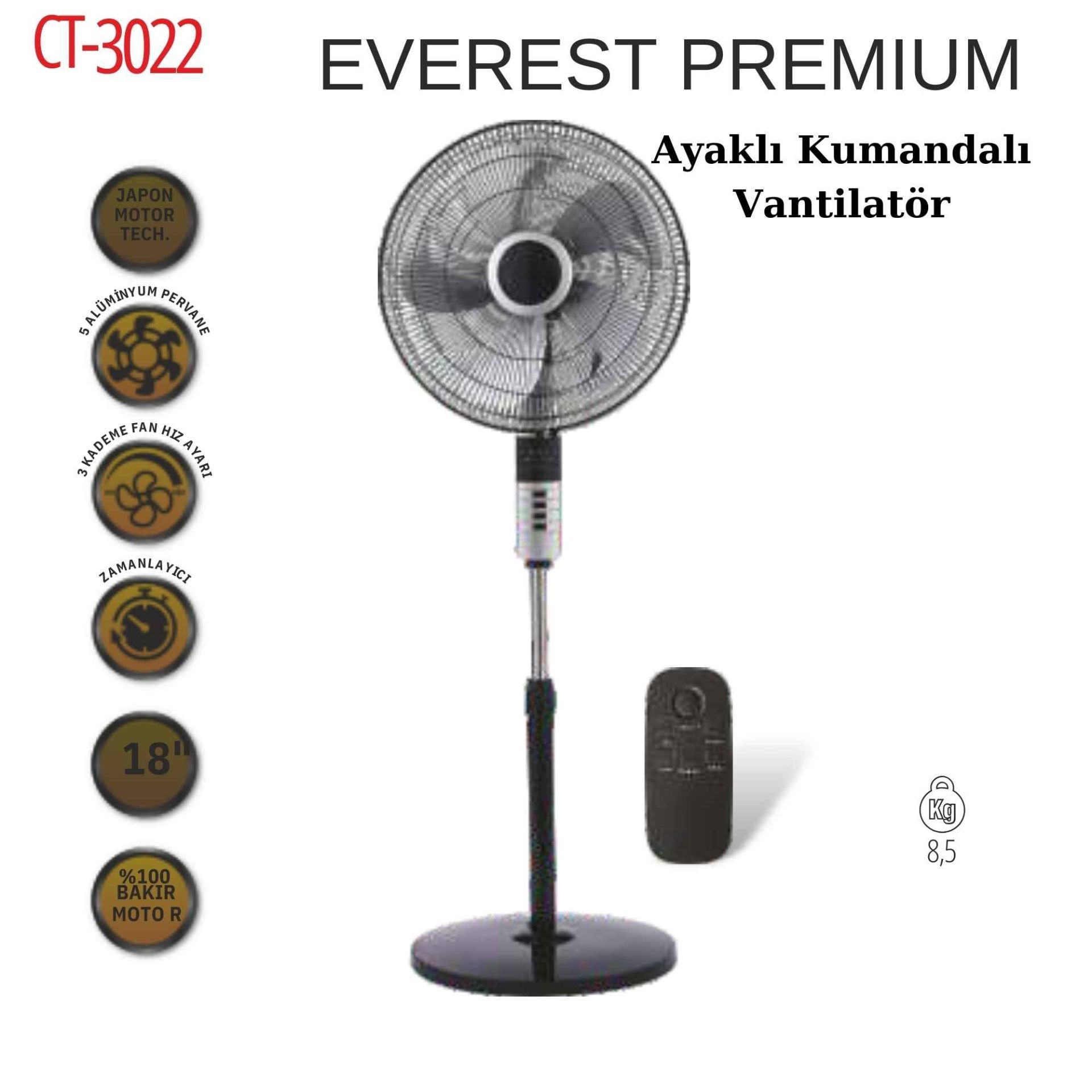 Cata Everest Premium Ayaklı Vantilatör Kumandalı